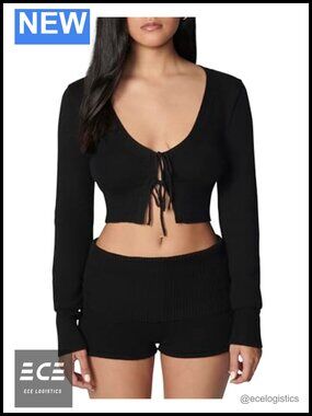Cropped Fitted Long Sleeve Tie Front Cardigan Sweater Ballet Inspired
